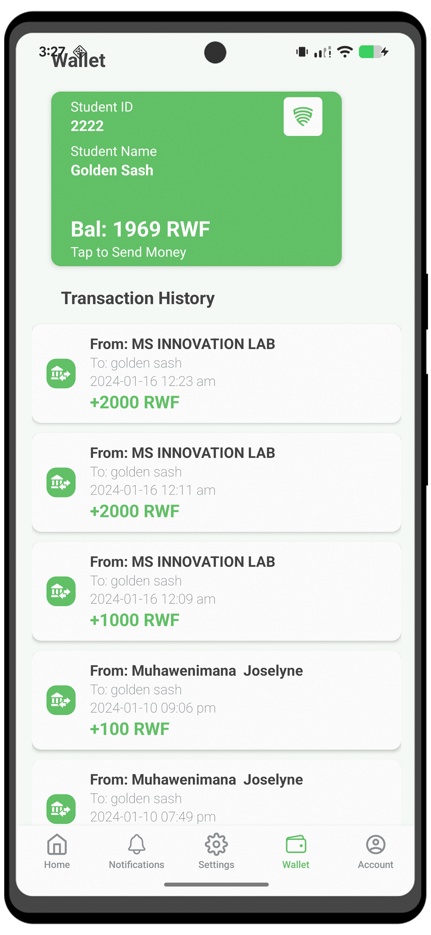 Wallet Screen (Light)